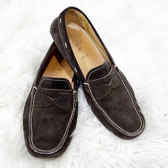 Prada Other - Prada Men’s Suede Slippers Driving Moccasins Penny Loafers Brown 11.5